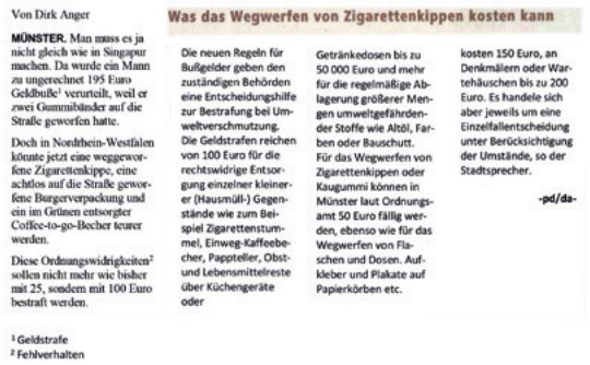 Zeitungsartikel "Wilder Müll kostet viel Geld"