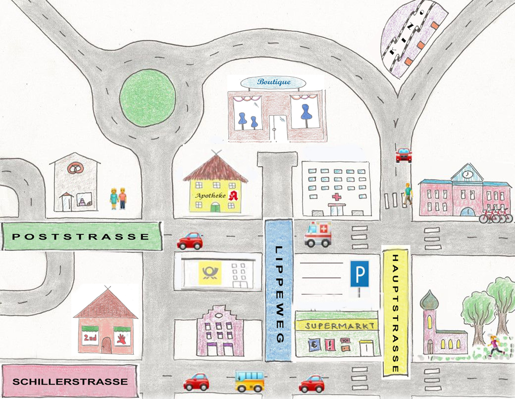 Stadtplan mit Verkehr