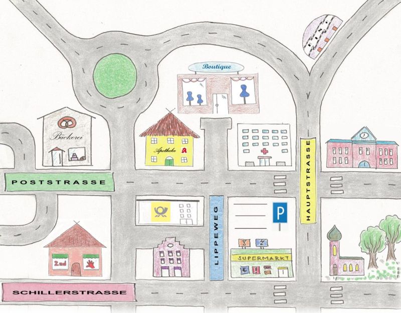 Stadtplan mit Gebäuden