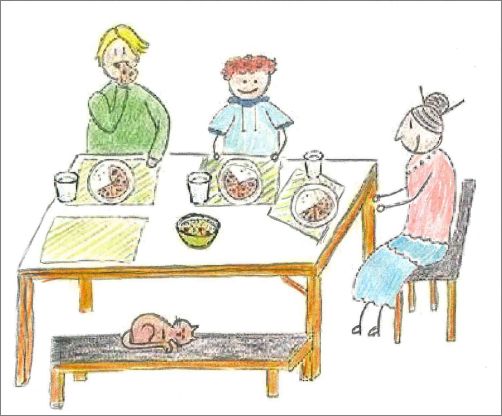 Personen beim Essen am Tisch