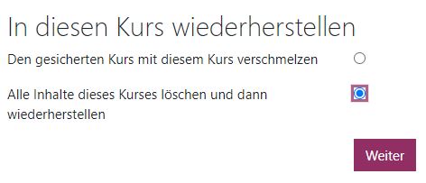 Kurs wiederherstellen