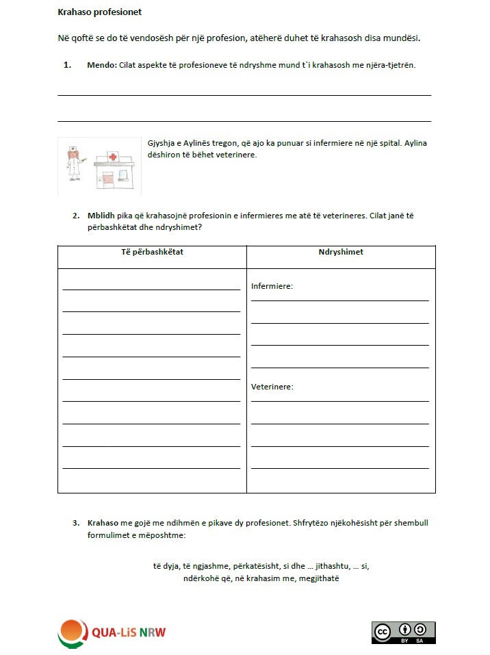 Arbeitsblatt vergleichen