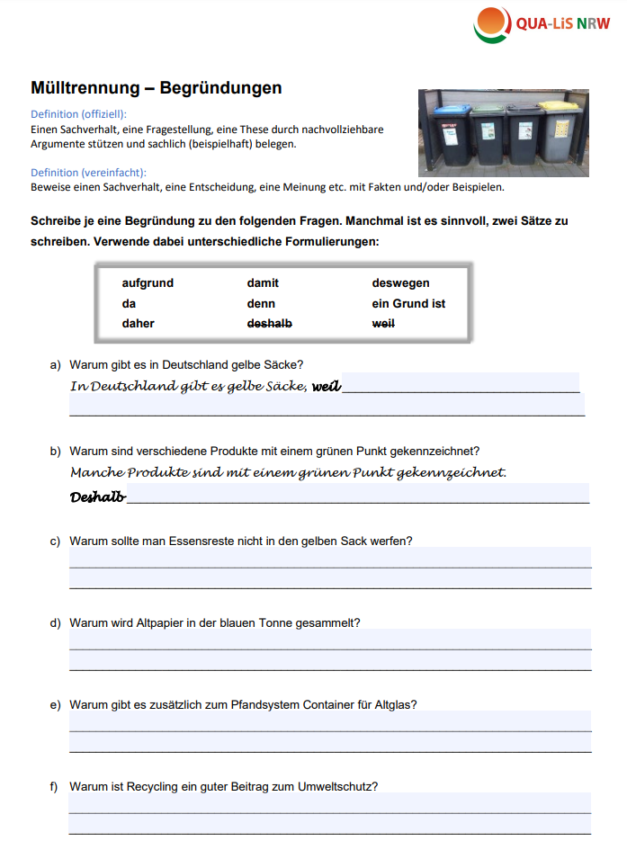 Abbildung Arbeitsblatt